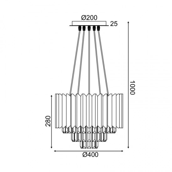 ^ΚΡΕΜΑΣΤΟ Φ/Σ 5XE14 ΚΡΥΣΤΑΛΛΟ + ΧΡΥΣΟ ΜΕΤ/ΚΟ D40XH100CM EMPIRE