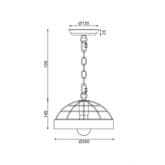 ^ΚΡΕΜΑΣΤΟ Φ/Σ 1ΧΕ27 ΞΥΛΟ+ΜΑΥΡΟ ΜΕΤΑΛΛΟ D26XH120CM TESLA