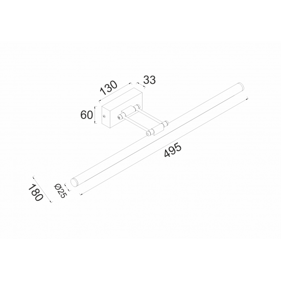 ^ΕΠΙΤΟΙΧΟ Φ/Σ LED 12W 3000K 780LM ΟΡΕΙΧΑΛΚΟ ΜΕΤ/ΚΟ IP44 50X6X19CM RIO