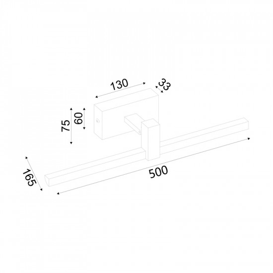 ^ΕΠΙΤΟΙΧΟ Φ/Σ LED 8W 3000K 520LM MIRAR ΜΑΥΡΟ ΜΕΤ/ΚΟ IP20 50X16,5X7,5CM 