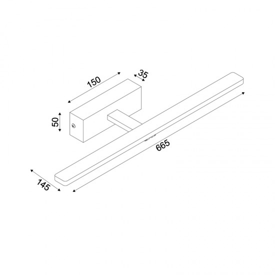 ^ΕΠΙΤΟΙΧΟ Φ/Σ LED 12W 3000K 780LM PALMA ΜΑΥΡΟ ΜΕΤ/ΚΟ IP44 66,5X14,5X5CM 