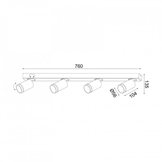 ^ΕΠΙΤΟΙΧΟ Φ/Σ 4XGU10 DIVINO ΜΑΥΡΟ ΑΛΟΥΜΙΝΙΟ IP20 76X7X13,5CM