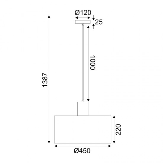 ^ΚΡΕΜΑΣΤΟ Φ/Σ 1ΧΕ27 CHIOS ΚΡΕΜ ΥΦΑΣΜΑ+ΞΥΛΟ D45XH140CM