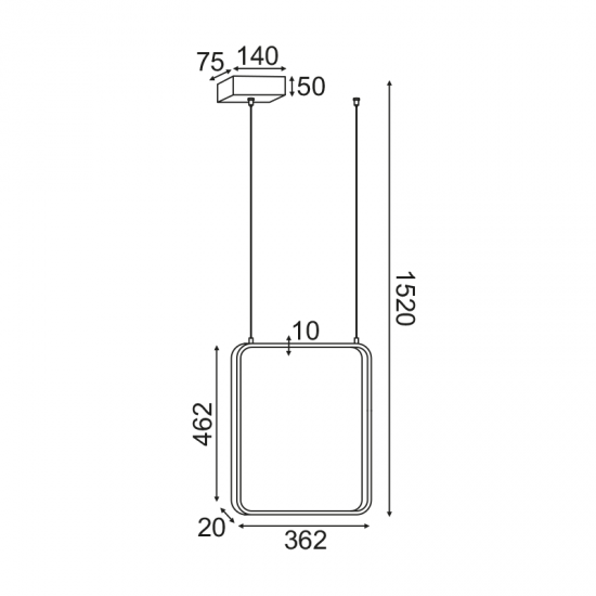 ^ΚΡΕΜΑΣΤΟ Φ/Σ LED 19W 3000K 1820LM ΜΑΥΡΟ ΜΕΤΑΛΛΙΚΟ 36X14XH1520CM SYMETRIA