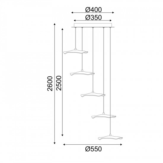 ^ΚΡΕΜΑΣΤΟ Φ/Σ LED 25W 3000K 1750LM NINFEA ΟΡΕΙΧΑΛΚΟ ΜΕΤ/ΚΟ IP20 D55XH260CM