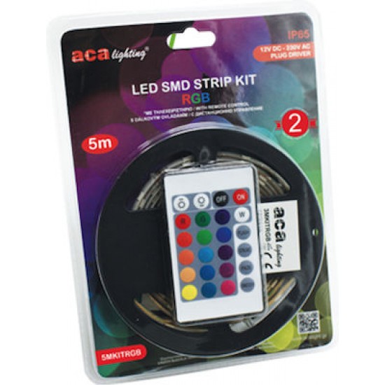Aca Αδιάβροχη Ταινία LED Τροφοδοσίας 12V RGB Μήκους 5m Σετ με Τηλεχειριστήριο και Τροφοδοτικό 5MKITRGB Aca Αδιάβροχη Ταινία LED Τροφοδοσίας 12V RGB Μήκους 5m Σετ με Τηλεχειριστήριο και Τροφοδοτικό 5MKITRGB