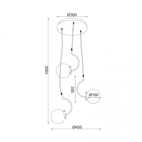 ΚΡΕΜΑΣΤΟ Φ/Σ 3ΧΕ27 ΓΥΑΛΙ+ΜΕΤΑΛΛΟ+MDF Φ35ΧΗ100CM