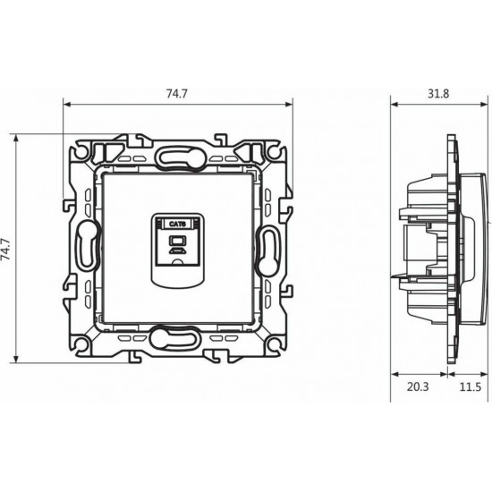 Aca Prime Μονή Πρίζα Δικτύου RJ45 χωρίς Πλαίσιο Τύπου Cat6 σε Σαμπανιζέ Χρώμα 1000113204