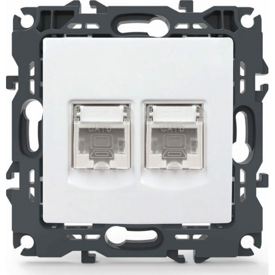 Aca Prime Διπλή Πρίζα Δικτύου RJ45 χωρίς Πλαίσιο Τύπου Cat6 σε Λευκό Χρώμα 1000113301