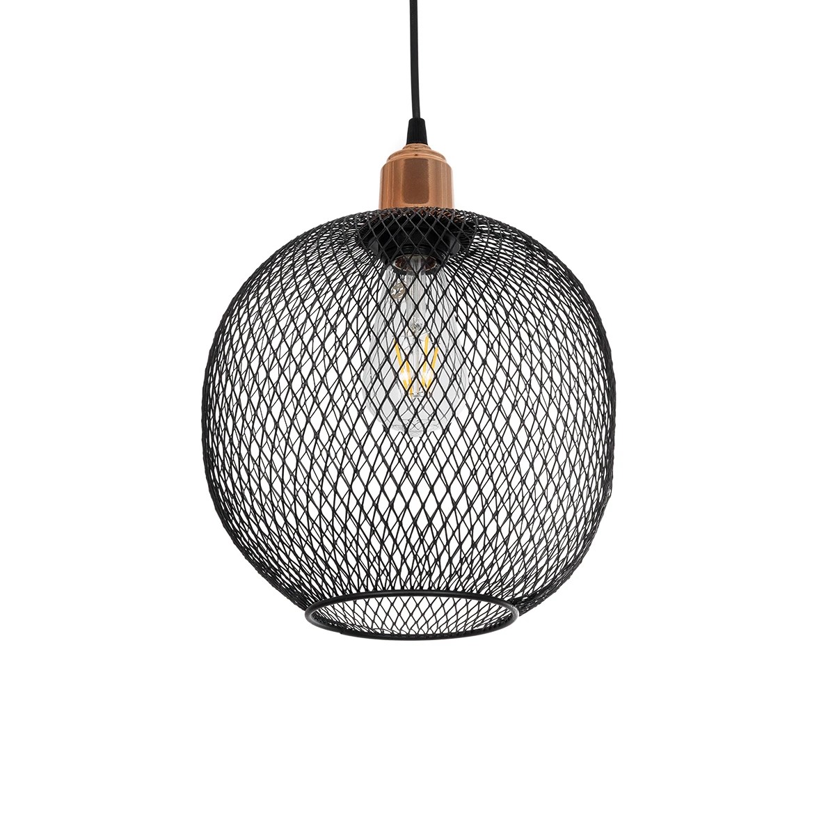 GLOBOSTAR® WIRE 203-0004 Μοντέρνο Κρεμαστό Φωτιστικό Οροφής με Ντουί 1 x E27 AC 220-240V IP20 - Μαύρο & Χάλκινο - Μ25 x Π25 x Υ30cm GLOBOSTAR® WIRE 203-0004 Μοντέρνο Κρεμαστό Φωτιστικό Οροφής με Ντουί 1 x E27 AC 220-240V IP20 - Μαύρο & Χάλκινο - Μ25 x Π25 x Υ30cm