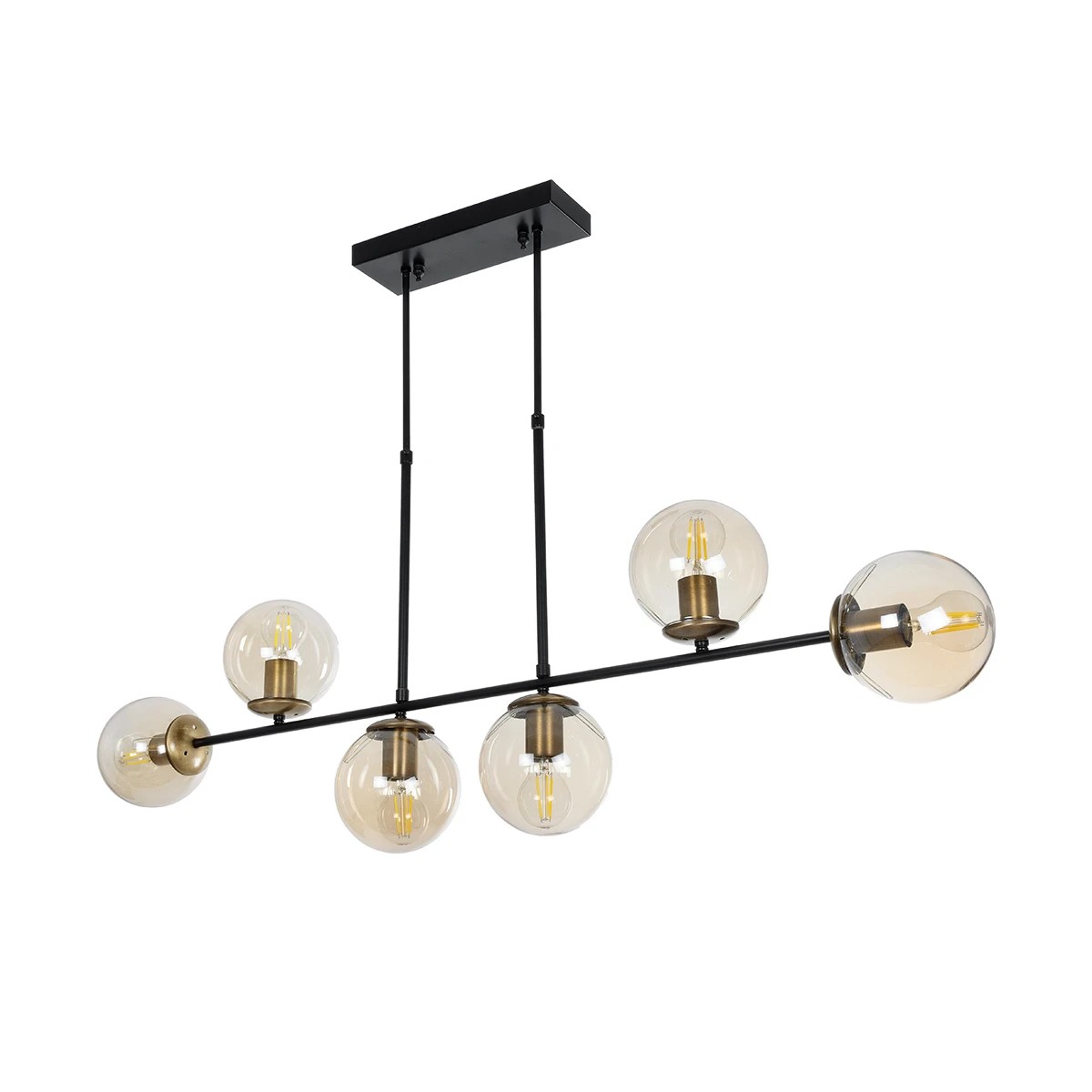 GLOBOSTAR® LATTICE 203-0016 Μοντέρνο Φωτιστικό Οροφής με Ντουί 6 x E27 AC 220-240V IP20 - Μαύρο & Μπρούτζινο - Μ120 x Π15 x Υ32cm GLOBOSTAR® LATTICE 203-0016 Μοντέρνο Φωτιστικό Οροφής με Ντουί 6 x E27 AC 220-240V IP20 - Μαύρο & Μπρούτζινο - Μ120 x Π15 x Υ32cm