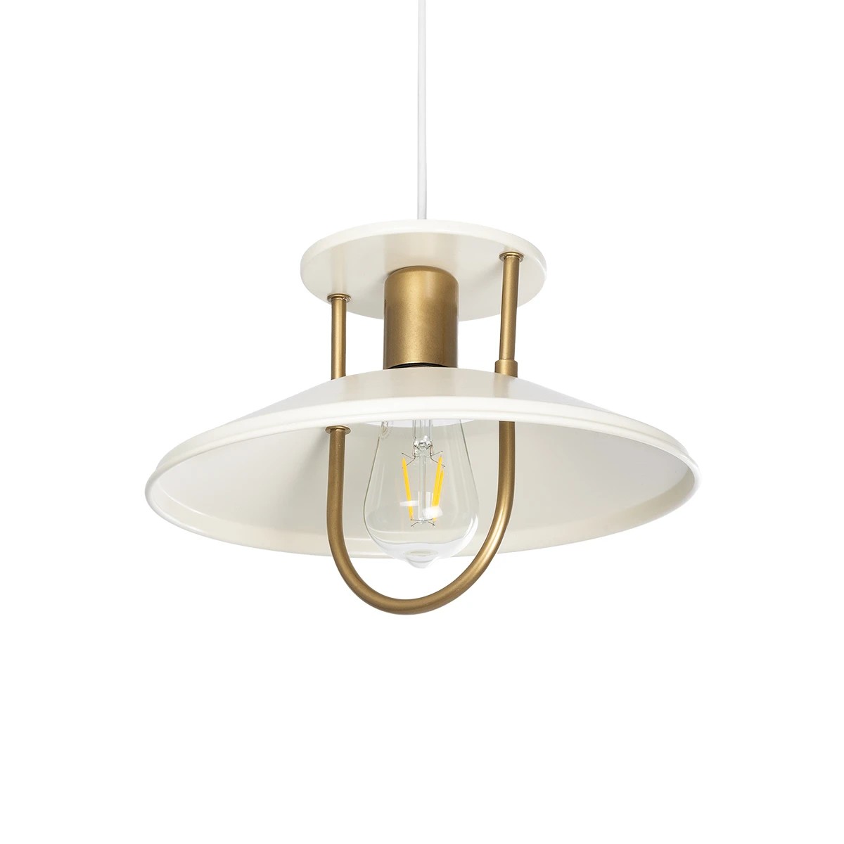 GLOBOSTAR® BILLA 203-0041 Vintage Κρεμαστό Φωτιστικό Οροφής με Ντουί 1 x E27 AC 220-240V IP20 - Λευκό & Χρυσό - M30.5 x Π30.5 x Υ20cm GLOBOSTAR® BILLA 203-0041 Vintage Κρεμαστό Φωτιστικό Οροφής με Ντουί 1 x E27 AC 220-240V IP20 - Λευκό & Χρυσό - M30.5 x Π30.5 x Υ20cm