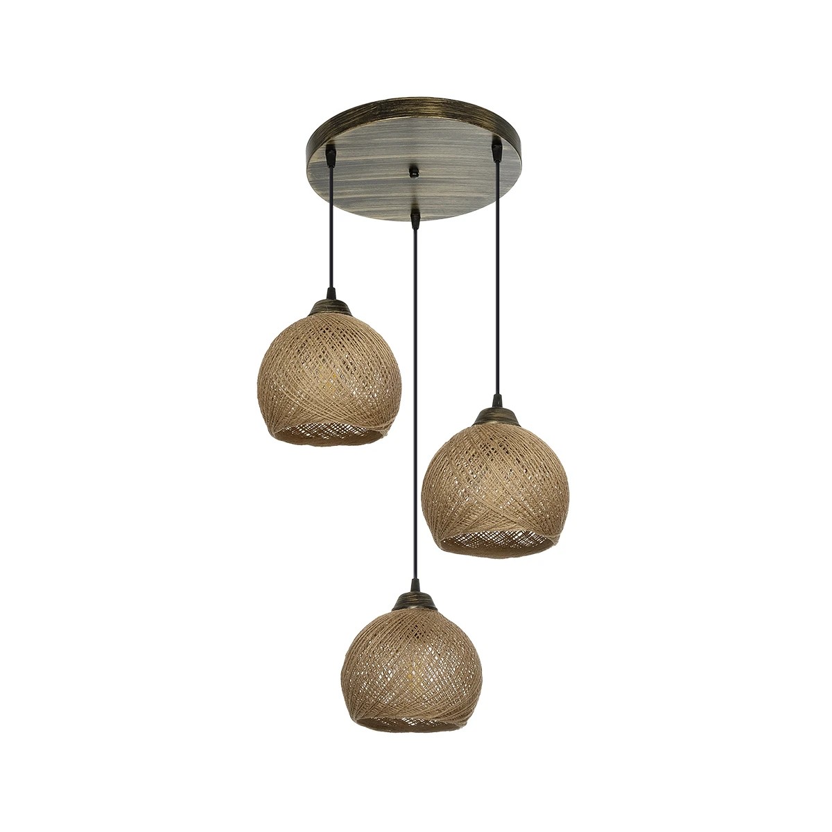 GLOBOSTAR® YASAM 203-0025 Vintage Κρεμαστό Φωτιστικό Οροφής με Ντουί 3 x E27 AC 220-240V IP20 - Καφέ - Μ42 x Π42 x Υ54cm GLOBOSTAR® YASAM 203-0025 Vintage Κρεμαστό Φωτιστικό Οροφής με Ντουί 3 x E27 AC 220-240V IP20 - Καφέ - Μ42 x Π42 x Υ54cm