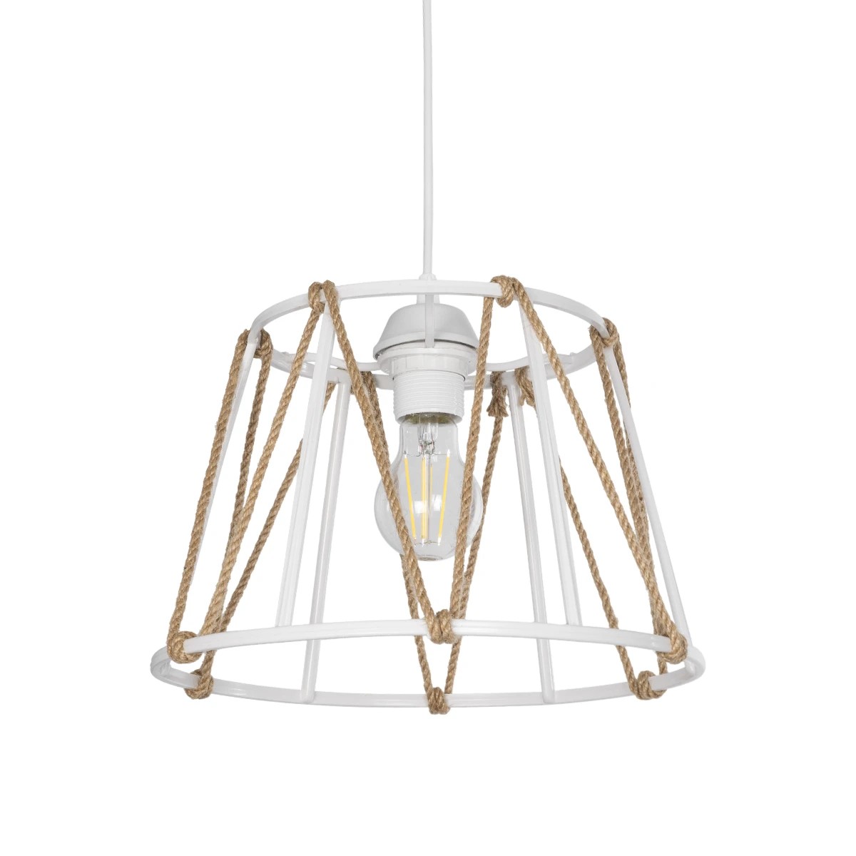 GLOBOSTAR® JUTE 203-0091 Μοντέρνο Κρεμαστό Φωτιστικό Οροφής με Ντουί 1 x E27 AC 220-240V IP20 - Λευκό & Μπεζ - Μ30 x Π30 x Υ23cm GLOBOSTAR® JUTE 203-0091 Μοντέρνο Κρεμαστό Φωτιστικό Οροφής με Ντουί 1 x E27 AC 220-240V IP20 - Λευκό & Μπεζ - Μ30 x Π30 x Υ23cm