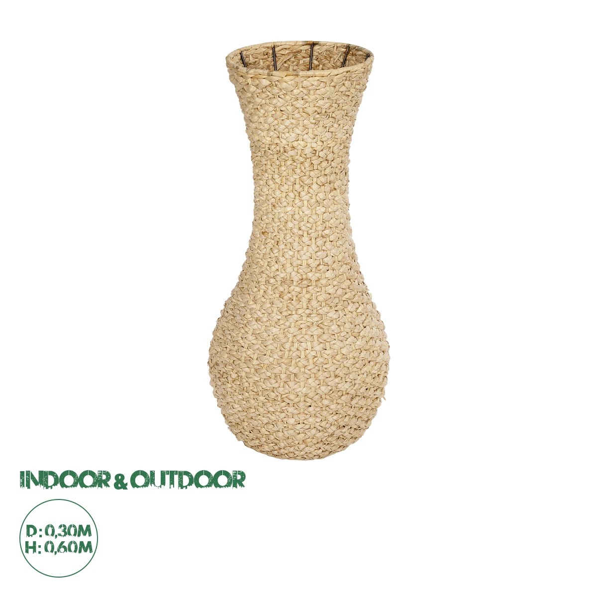 GloboStar® Artificial Garden SANDIAGO 21233 Διακοσμητικό Πλεκτό Καλάθι - Κασπώ Γλάστρα - Flower Pot Μπεζ Π30 x M30 x Υ60cm