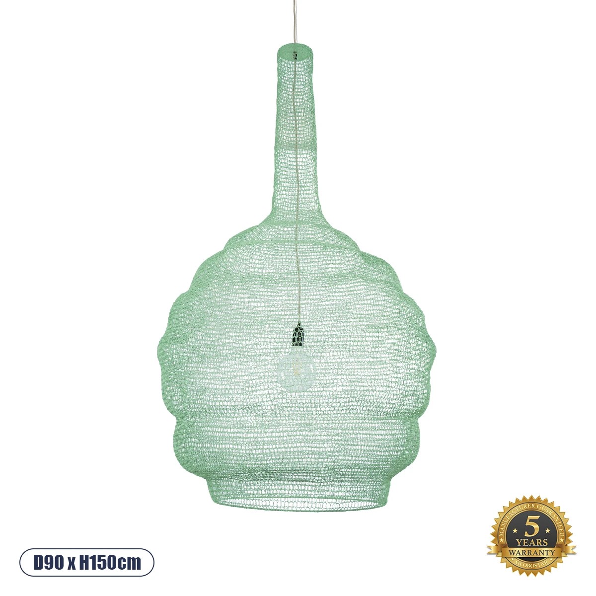 GLOBOSTAR® KENTUCKY 01888 Vintage Κρεμαστό Φωτιστικό Οροφής με Ντουί 1 x E27 AC 220-240V IP20 - Τιρκουάζ - Μ90 x Π90 x Υ150cm GLOBOSTAR® KENTUCKY 01888 Vintage Κρεμαστό Φωτιστικό Οροφής με Ντουί 1 x E27 AC 220-240V IP20 - Τιρκουάζ - Μ90 x Π90 x Υ150cm