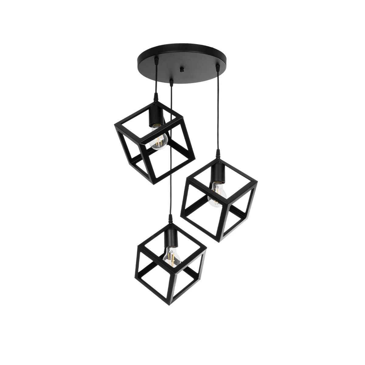 GLOBOSTAR® DISE 201-0051 Μοντέρνο Κρεμαστό Φωτιστικό Οροφής με Ντουί 3 x E27 AC 220-240V IP20 - Μαύρο - Μ48 x Π48 x Υ65cm GLOBOSTAR® DISE 201-0051 Μοντέρνο Κρεμαστό Φωτιστικό Οροφής με Ντουί 3 x E27 AC 220-240V IP20 - Μαύρο - Μ48 x Π48 x Υ65cm