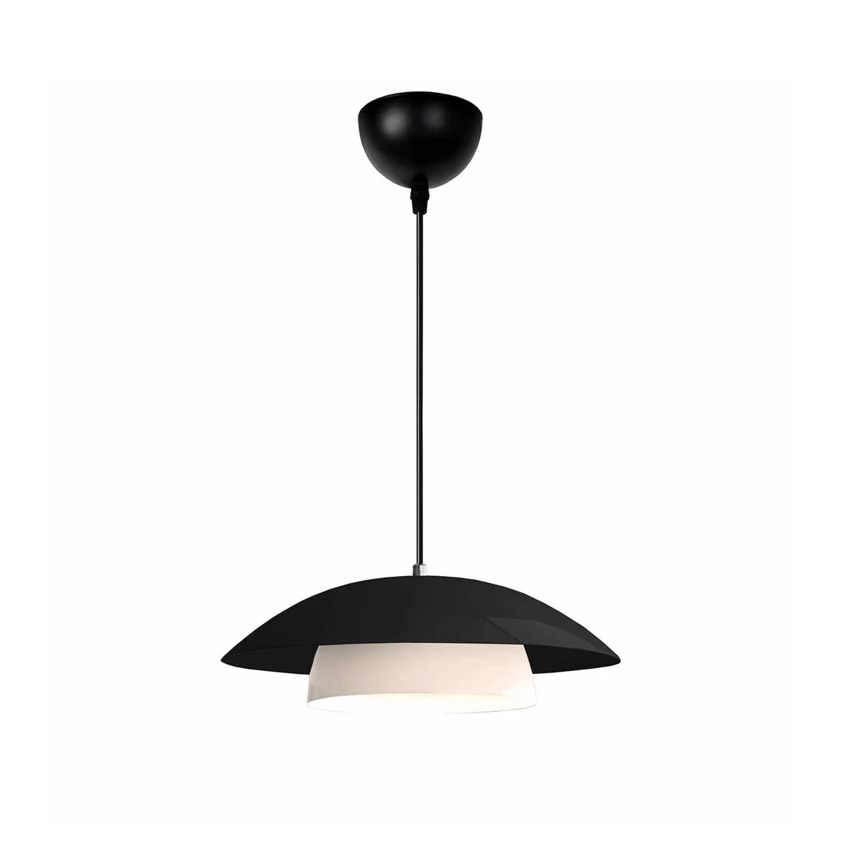 GloboStar® AURA 204-0117 Μοντέρνο Κρεμαστό Φωτιστικό Καμπάνα Μονόφωτο 1 x E27 IP20 Μαύρο & Λευκό Μέταλλο - Μ31 x Π31 x Υ27cm