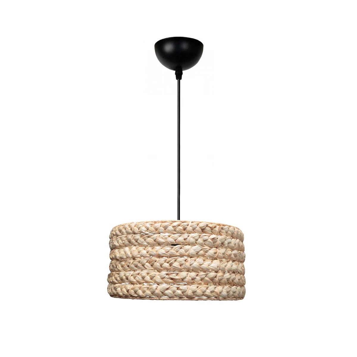 GloboStar® POMEGRANDE 204-0161 Boho Κρεμαστό Φωτιστικό Kαπέλο Μονόφωτο 1 x E27 IP20 Μπεζ Rattan - Μ29 x Π29 x Υ15cm