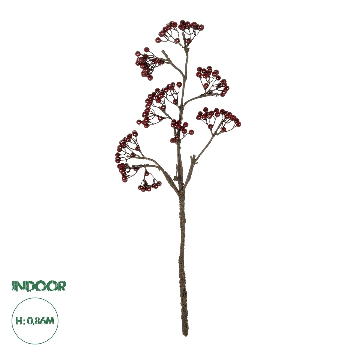 GloboStar® Artificial Garden RED HOLLY BERRIES FRUIT BRANCH 21427 Τεχνητό Διακοσμητικό Κλαδί Κόκκινο Γκί Y86cm