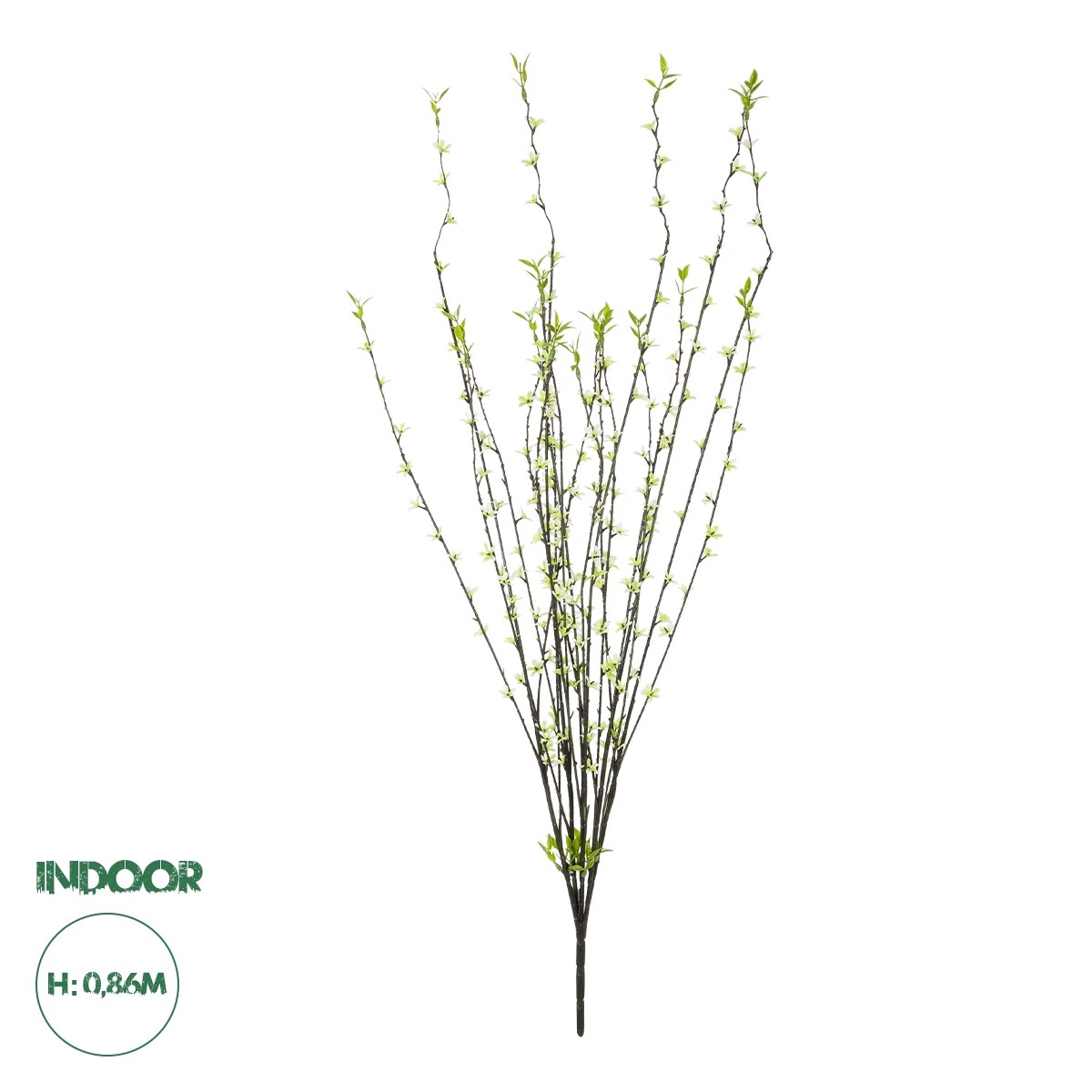 GloboStar® Artificial Garden GREEN WILLOW FLOWER BRANCH 21458 Τεχνητό Διακοσμητικό Κλαδί Λευκή Ιτιά Y86cm