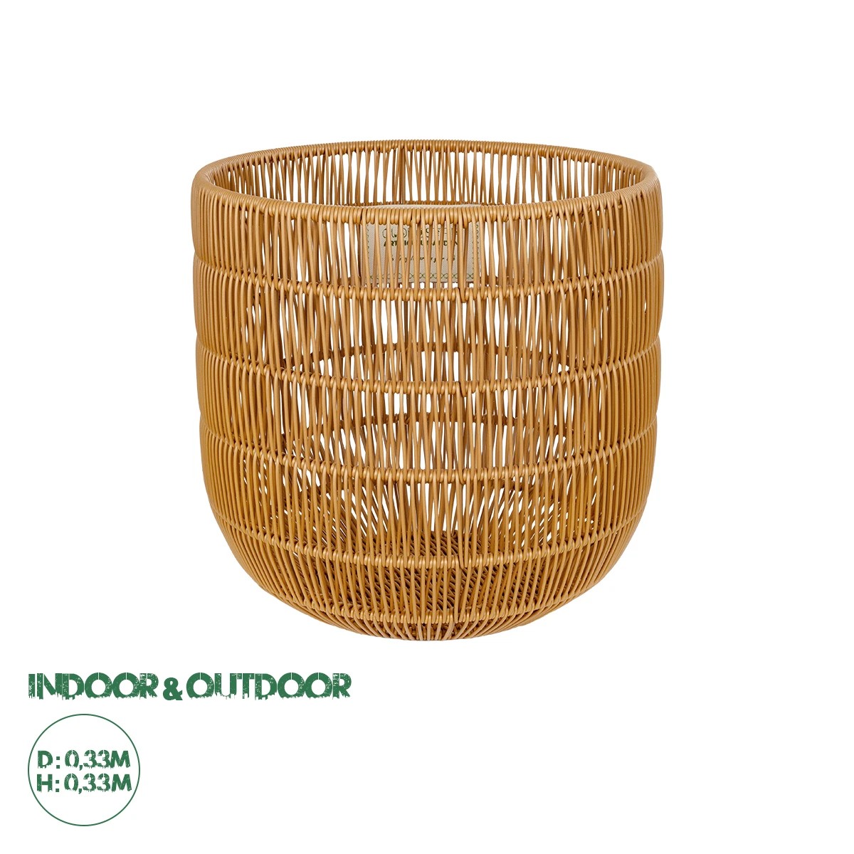 GloboStar® Artificial Garden DAKOTA 21498 Διακοσμητικό Πλεκτό Καλάθι - Κασπώ Γλάστρα - Flower Pot Μπεζ Φ33cm x Υ33cm