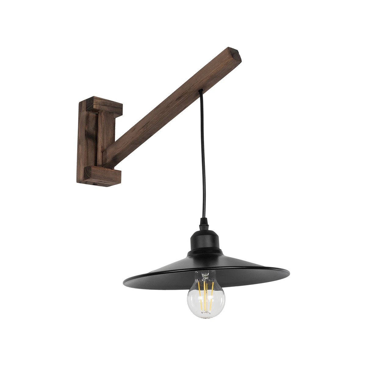 GloboStar® JONAS 00882 Vintage Επιτοίχιο Φωτιστικό Απλίκα Μονόφωτο 1 x E27 IP20 Καφέ Ξύλο με Μαύρο Μέταλλο - Μ26 x Π50 x Υ50cm GloboStar® JONAS 00882 Vintage Επιτοίχιο Φωτιστικό Απλίκα Μονόφωτο 1 x E27 IP20 Καφέ Ξύλο με Μαύρο Μέταλλο - Μ26 x Π50 x Υ50cm