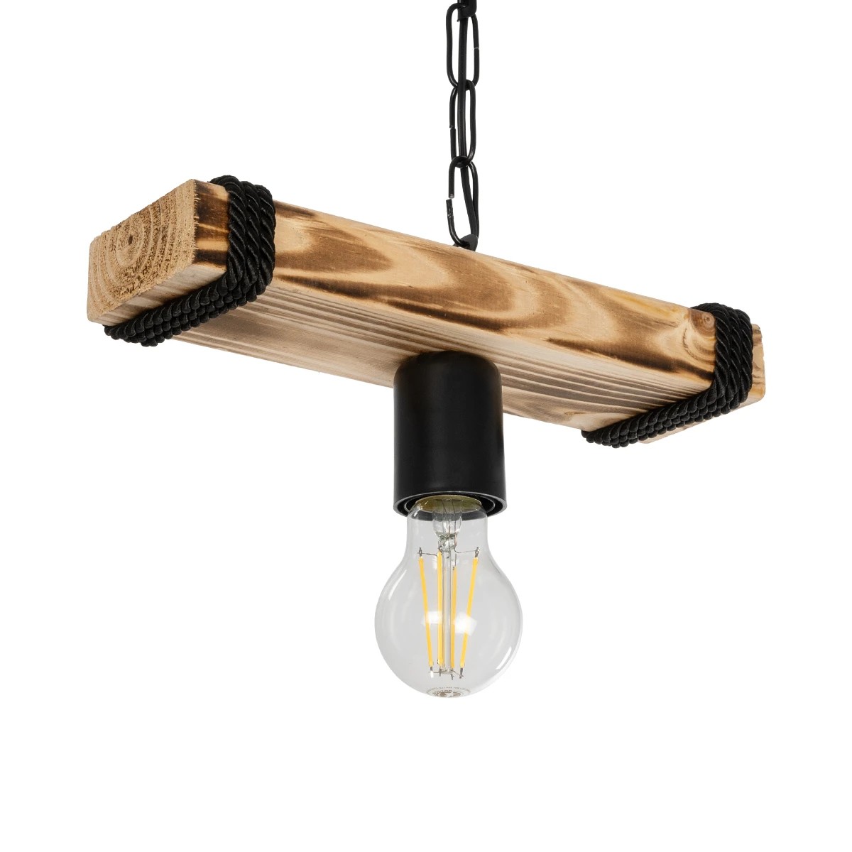 GloboStar® GLISTER 201-0001 Vintage Κρεμαστό Φωτιστικό Ράγα Μονόφωτο 1 x E27 IP20 Μπεζ Ξύλο με Μαύρο Σχοινί - Μ30 x Π9 x Υ10cm GloboStar® GLISTER 201-0001 Vintage Κρεμαστό Φωτιστικό Ράγα Μονόφωτο 1 x E27 IP20 Μπεζ Ξύλο με Μαύρο Σχοινί - Μ30 x Π9 x Υ10cm