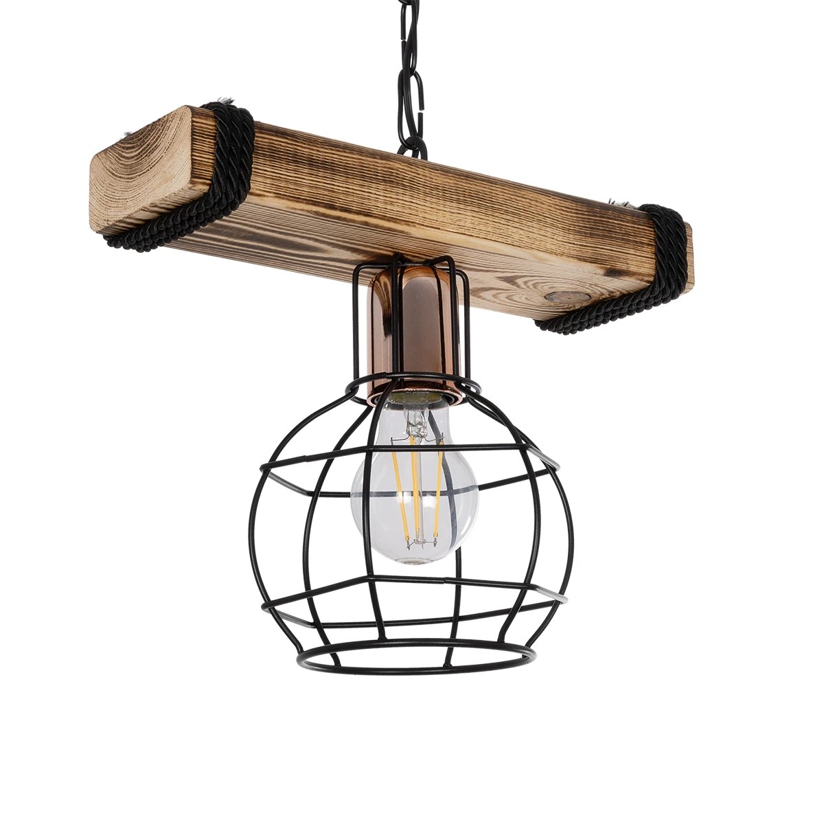 GloboStar® STARLO 201-0004 Vintage Κρεμαστό Φωτιστικό Ράγα Μονόφωτο 1 x E27 IP20 Μπεζ Ξύλο με Μαύρο Μέταλλο - Μ30 x Π16 x Υ23cm GloboStar® STARLO 201-0004 Vintage Κρεμαστό Φωτιστικό Ράγα Μονόφωτο 1 x E27 IP20 Μπεζ Ξύλο με Μαύρο Μέταλλο - Μ30 x Π16 x Υ23cm