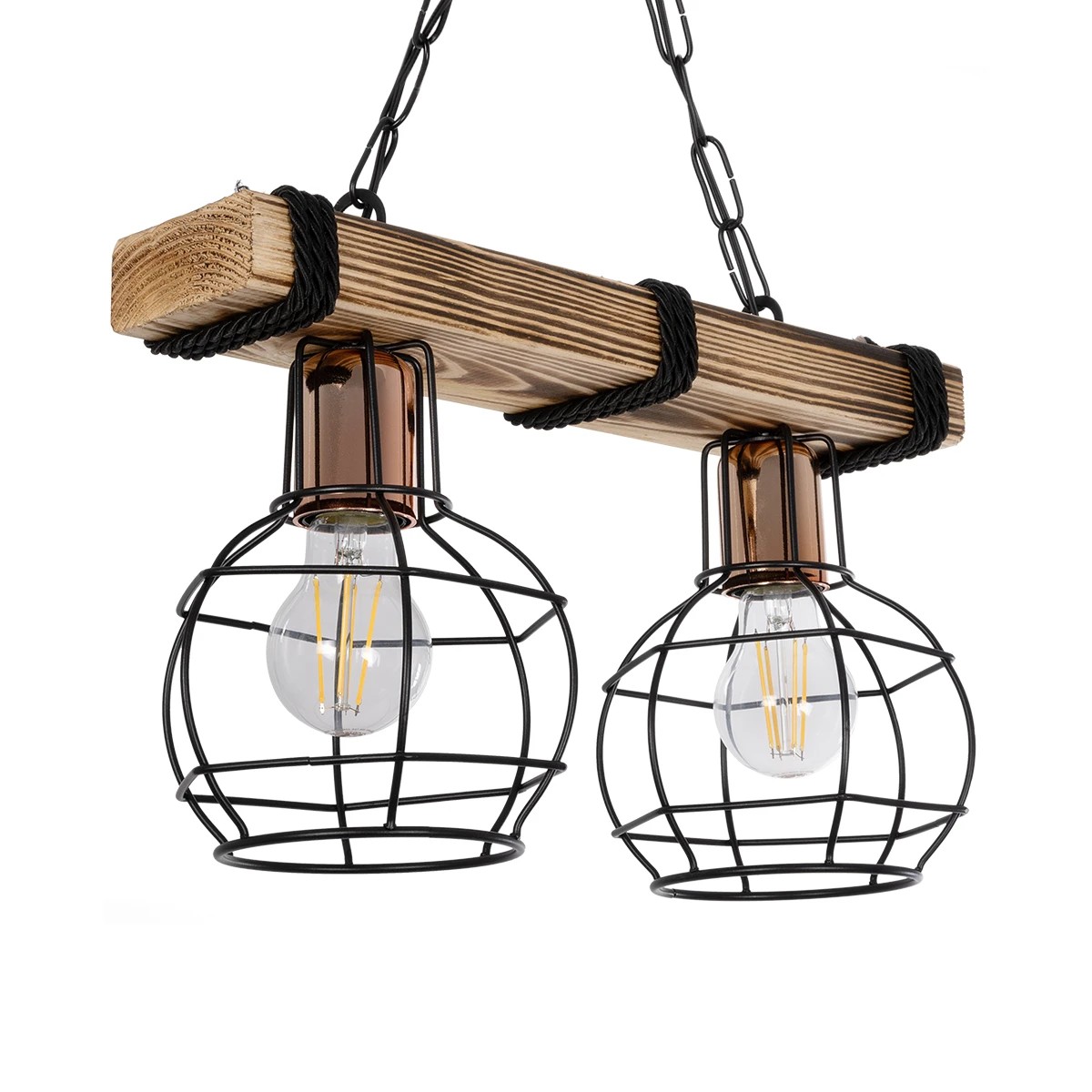GloboStar® STARLO 201-0005 Vintage Κρεμαστό Φωτιστικό Ράγα Δίφωτο 2 x E27 IP20 Μπεζ Ξύλο με Μαύρο Μέταλλο - Μ40 x Π15x Υ65cm GloboStar® STARLO 201-0005 Vintage Κρεμαστό Φωτιστικό Ράγα Δίφωτο 2 x E27 IP20 Μπεζ Ξύλο με Μαύρο Μέταλλο - Μ40 x Π15x Υ65cm