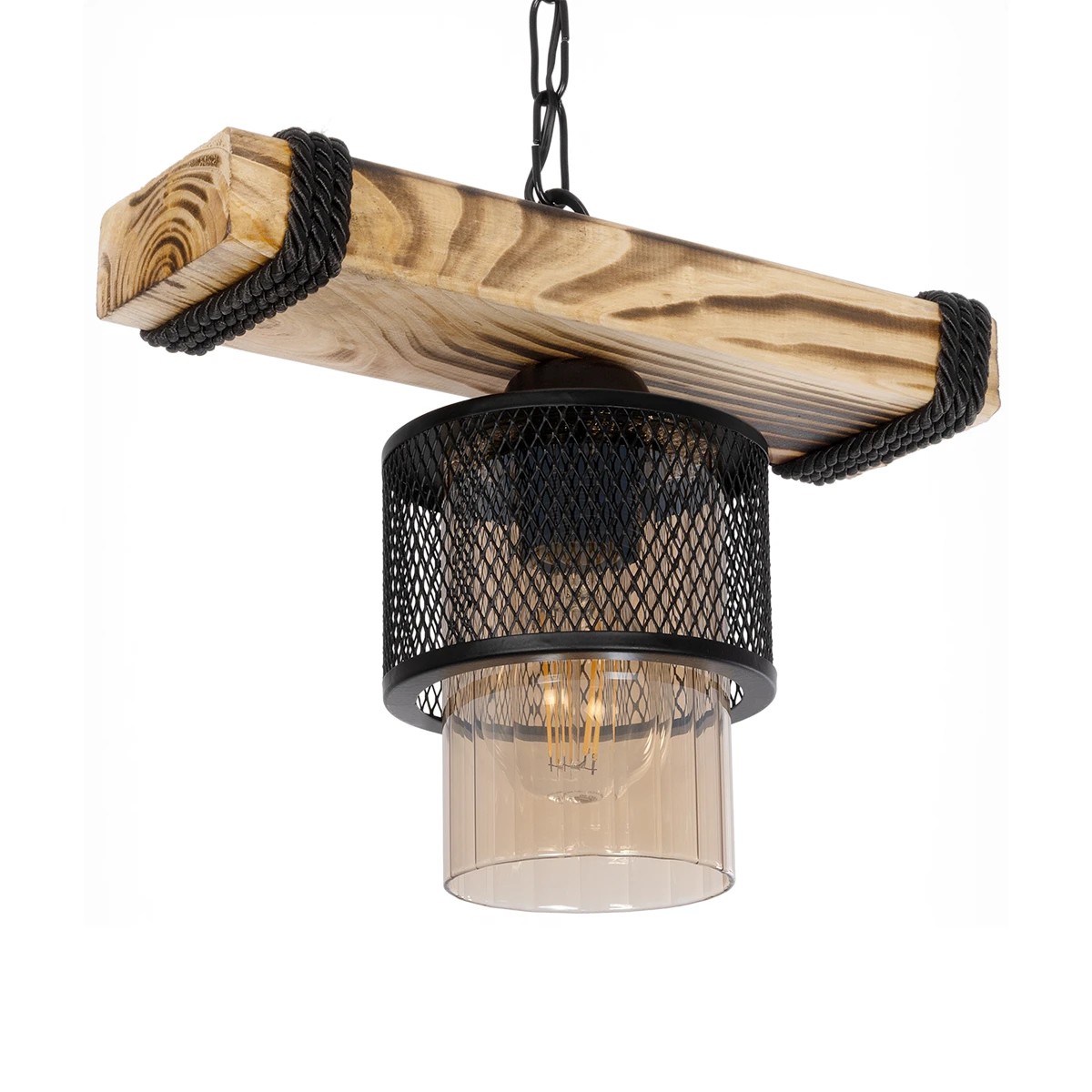 GloboStar® GLORA 201-0007 Vintage Κρεμαστό Φωτιστικό Ράγα Μονόφωτο 1 x E27 IP20 Μπεζ Ξύλο με Μαύρο Μέταλλο & Μελί Γυαλί - Μ29 x Π12 x Υ21cm GloboStar® GLORA 201-0007 Vintage Κρεμαστό Φωτιστικό Ράγα Μονόφωτο 1 x E27 IP20 Μπεζ Ξύλο με Μαύρο Μέταλλο & Μελί Γυαλί - Μ29 x Π12 x Υ21cm