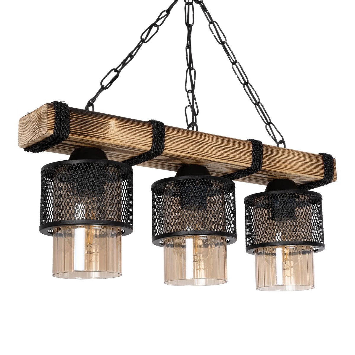 GloboStar® GLORA 201-0009 Vintage Κρεμαστό Φωτιστικό Ράγα Τρίφωτο 3 x E27 IP20 Μπεζ Ξύλο με Μαύρο Μέταλλο & Μελί Γυαλί - Μ50 x Π12 x Υ21cm GloboStar® GLORA 201-0009 Vintage Κρεμαστό Φωτιστικό Ράγα Τρίφωτο 3 x E27 IP20 Μπεζ Ξύλο με Μαύρο Μέταλλο & Μελί Γυαλί - Μ50 x Π12 x Υ21cm