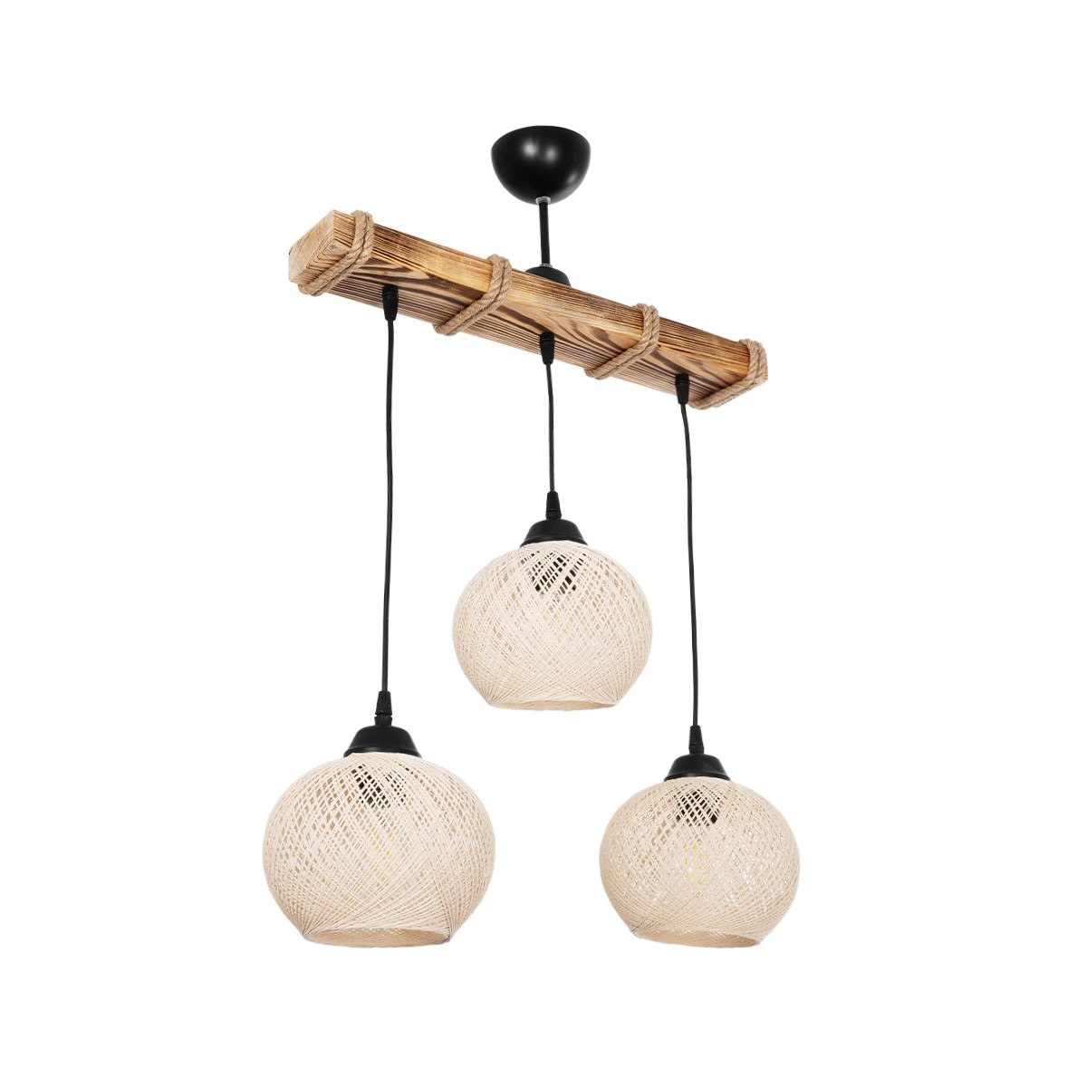 GloboStar® LUMA 201-0011 Vintage Κρεμαστό Φωτιστικό Ράγα Τρίφωτο 3 x E27 IP20 Μπεζ Ξύλο με Μπεζ Σχοινί - Μ55 x Π18 x Υ65cm GloboStar® LUMA 201-0011 Vintage Κρεμαστό Φωτιστικό Ράγα Τρίφωτο 3 x E27 IP20 Μπεζ Ξύλο με Μπεζ Σχοινί - Μ55 x Π18 x Υ65cm