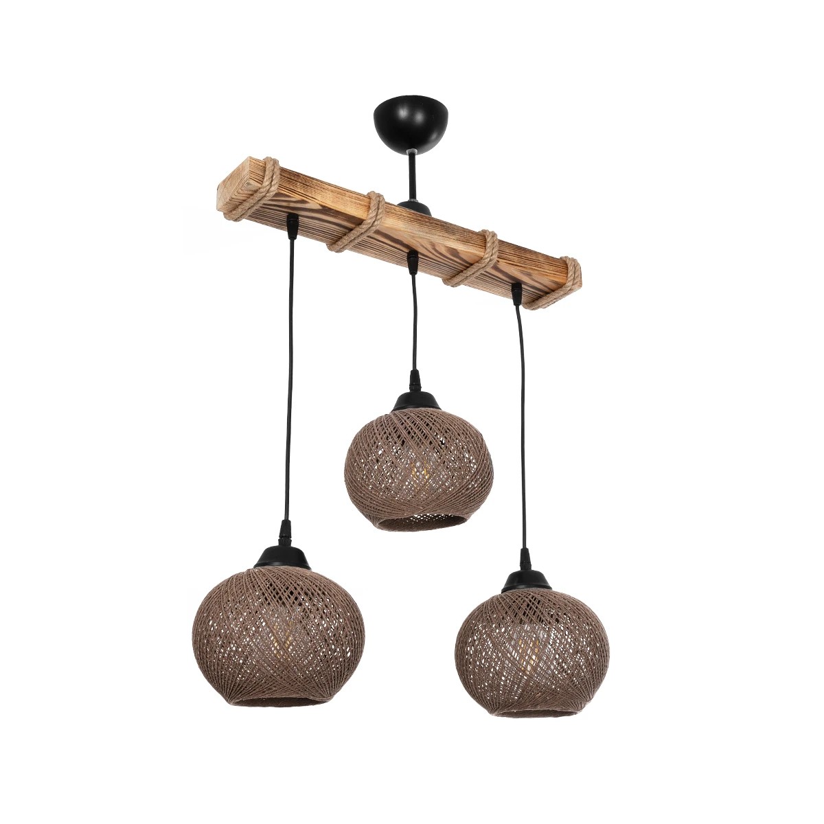 GloboStar® LUMA 201-0012 Vintage Κρεμαστό Φωτιστικό Ράγα Τρίφωτο 3 x E27 IP20 Μπεζ Ξύλο με Καφέ Σχοινί - Μ55 x Π18 x Υ65cm GloboStar® LUMA 201-0012 Vintage Κρεμαστό Φωτιστικό Ράγα Τρίφωτο 3 x E27 IP20 Μπεζ Ξύλο με Καφέ Σχοινί - Μ55 x Π18 x Υ65cm