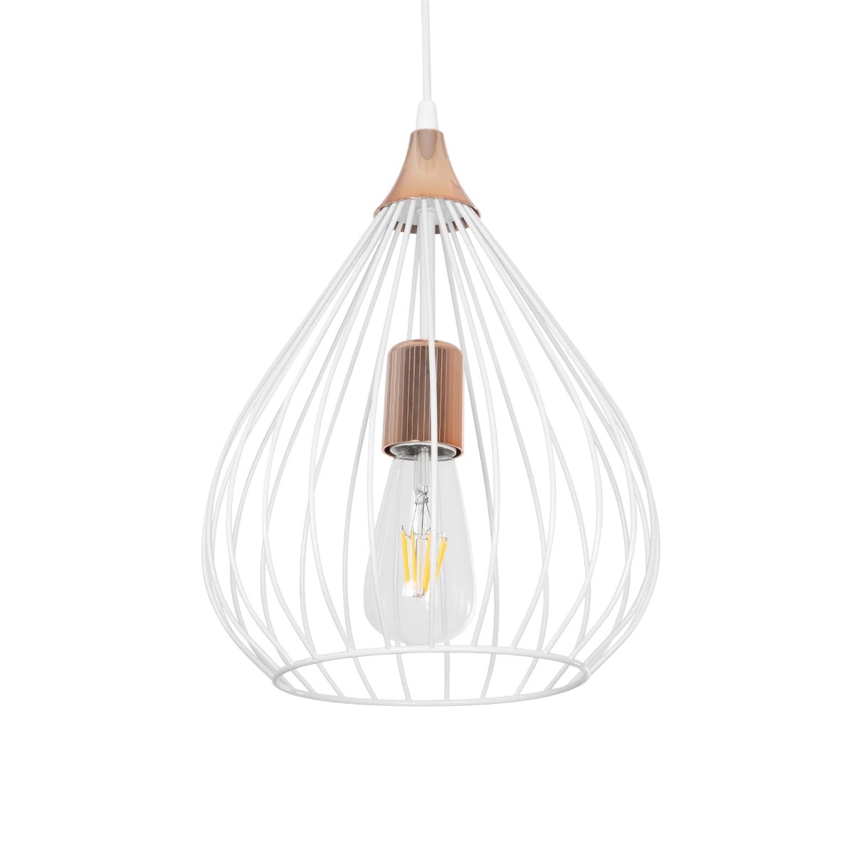 GloboStar® RADIARO 201-0014 Vintage Κρεμαστό Φωτιστικό Πλέγμα Μονόφωτο 1 x E27 IP20 Λευκό & Χάλκινο Μέταλλο - Μ26 x Π26 x Υ35cm GloboStar® RADIARO 201-0014 Vintage Κρεμαστό Φωτιστικό Πλέγμα Μονόφωτο 1 x E27 IP20 Λευκό & Χάλκινο Μέταλλο - Μ26 x Π26 x Υ35cm