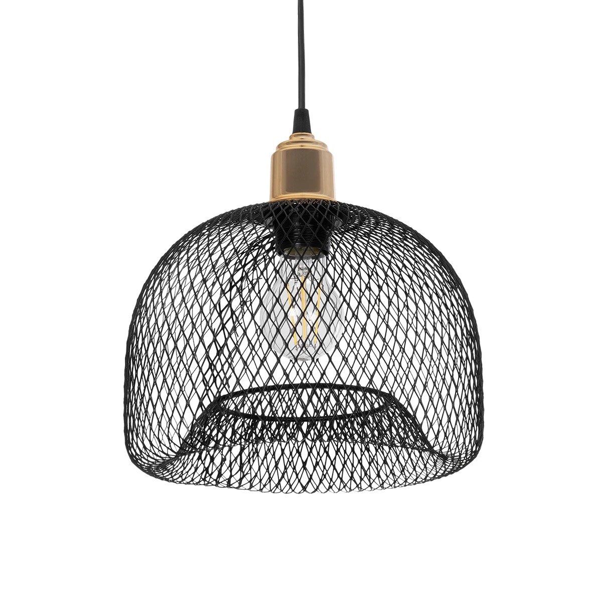 GloboStar® GLOZIA 201-0018 Μοντέρνο Κρεμαστό Φωτιστικό Πλέγμα Μονόφωτο 1 x E27 IP20 Μαύρο & Ροζ Χρυσό Μέταλλο - Μ25 x Π25 x Υ26cm GloboStar® GLOZIA 201-0018 Μοντέρνο Κρεμαστό Φωτιστικό Πλέγμα Μονόφωτο 1 x E27 IP20 Μαύρο & Ροζ Χρυσό Μέταλλο - Μ25 x Π25 x Υ26cm