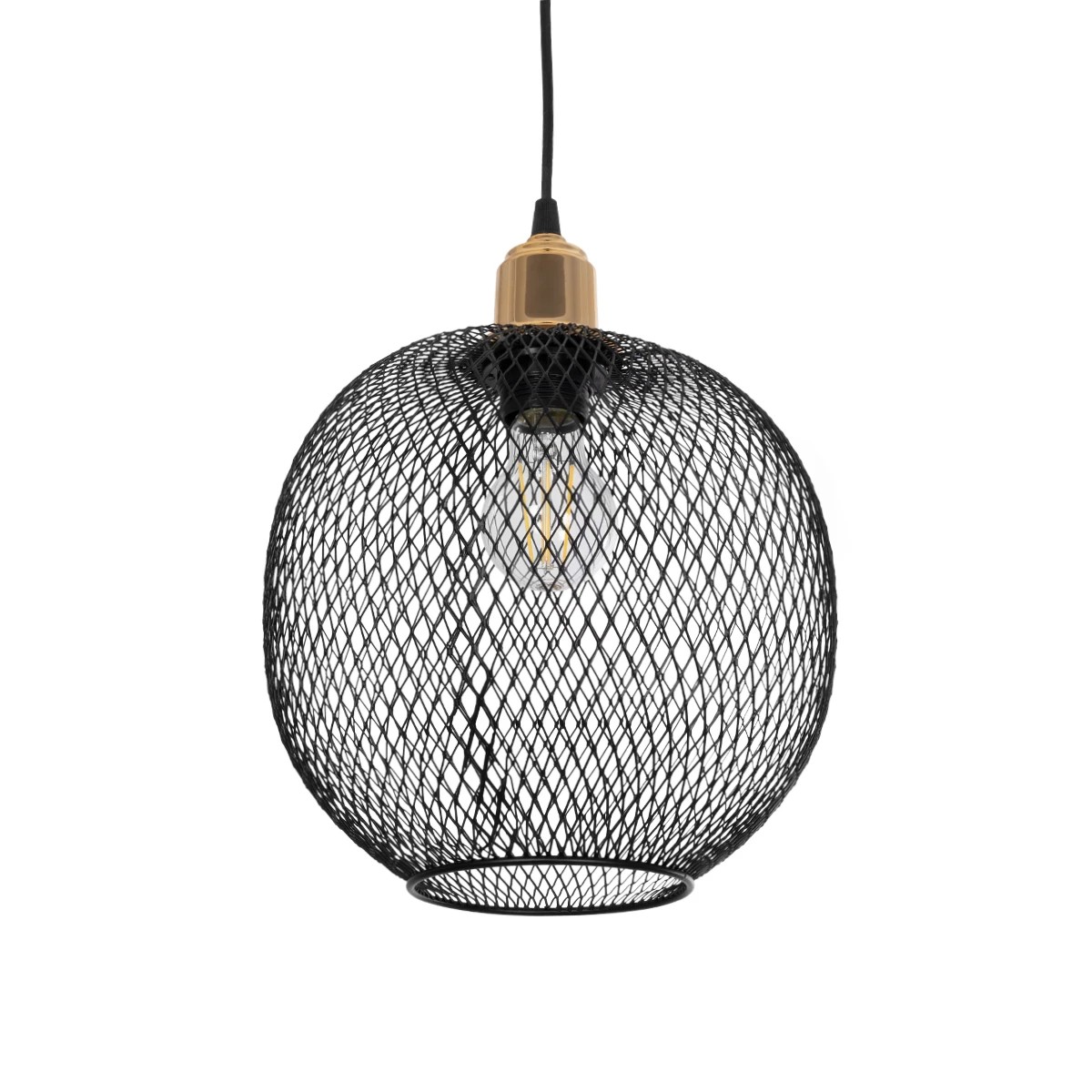 GloboStar® SOLUX 201-0019 Μοντέρνο Κρεμαστό Φωτιστικό Πλέγμα Μονόφωτο 1 x E27 IP20 Μαύρο & Μπρούτζινο Μέταλλο - Μ25 x Π25 x Υ32cm GloboStar® SOLUX 201-0019 Μοντέρνο Κρεμαστό Φωτιστικό Πλέγμα Μονόφωτο 1 x E27 IP20 Μαύρο & Μπρούτζινο Μέταλλο - Μ25 x Π25 x Υ32cm