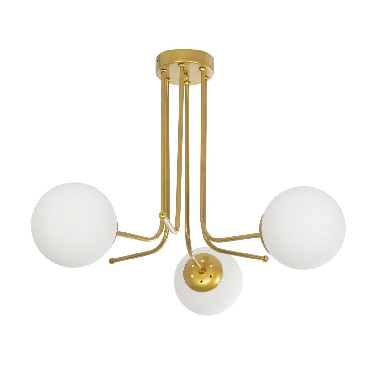 GloboStar® SHINY 201-0028 Vintage Φωτιστικό Οροφής Μπάλα Τρίφωτο 3 x E27 IP20 Χρυσό Μέταλλο με Λευκό Γυαλί - Μ70 x Π70 x Υ16cm GloboStar® SHINY 201-0028 Vintage Φωτιστικό Οροφής Μπάλα Τρίφωτο 3 x E27 IP20 Χρυσό Μέταλλο με Λευκό Γυαλί - Μ70 x Π70 x Υ16cm