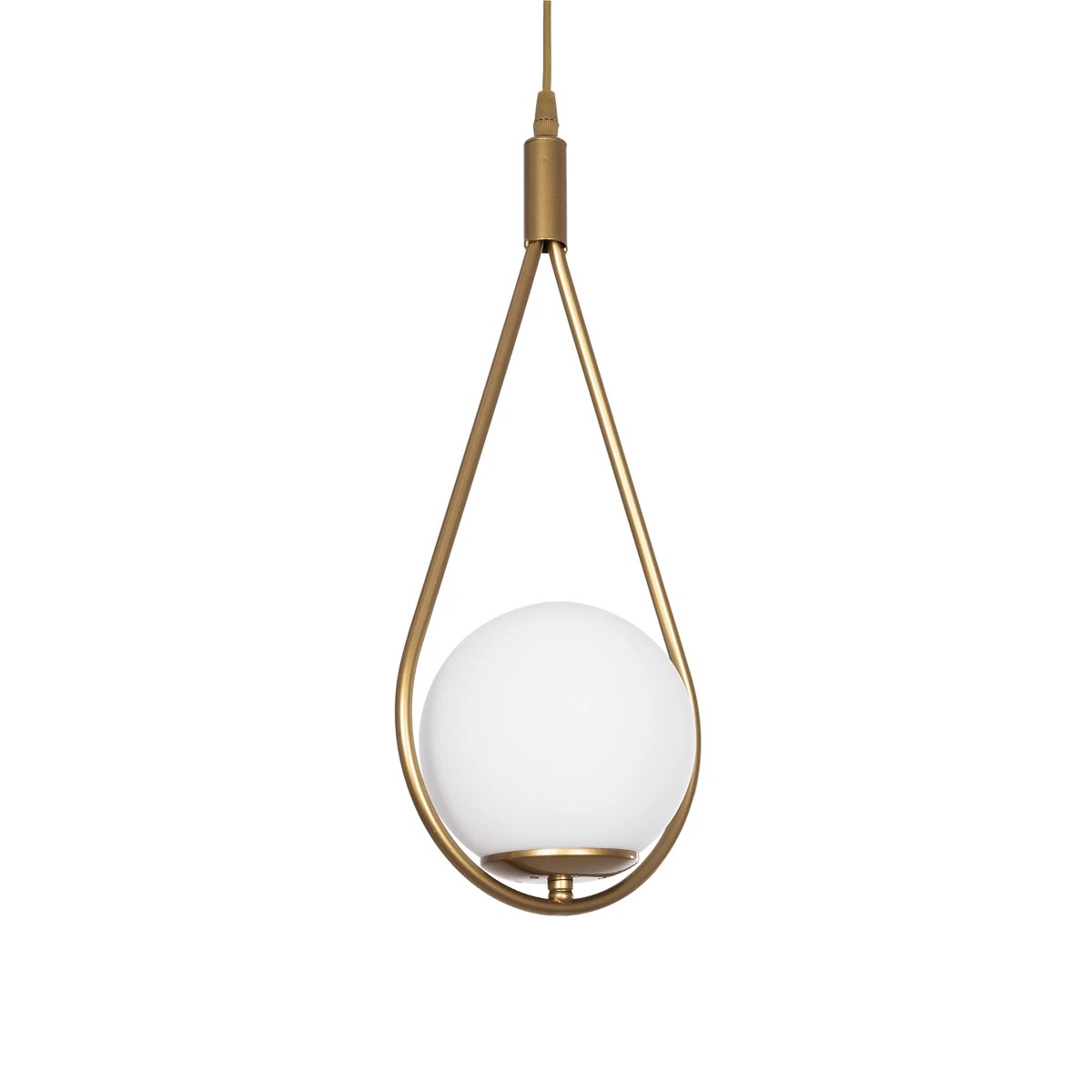 GloboStar® DROP 201-0034 Vintage Κρεμαστό Φωτιστικό Μπάλα Μονόφωτο 1 x E27 IP20 Χρυσό Μέταλλο με Λευκό Γυαλί - Μ20 x Π15 x Υ47cm GloboStar® DROP 201-0034 Vintage Κρεμαστό Φωτιστικό Μπάλα Μονόφωτο 1 x E27 IP20 Χρυσό Μέταλλο με Λευκό Γυαλί - Μ20 x Π15 x Υ47cm