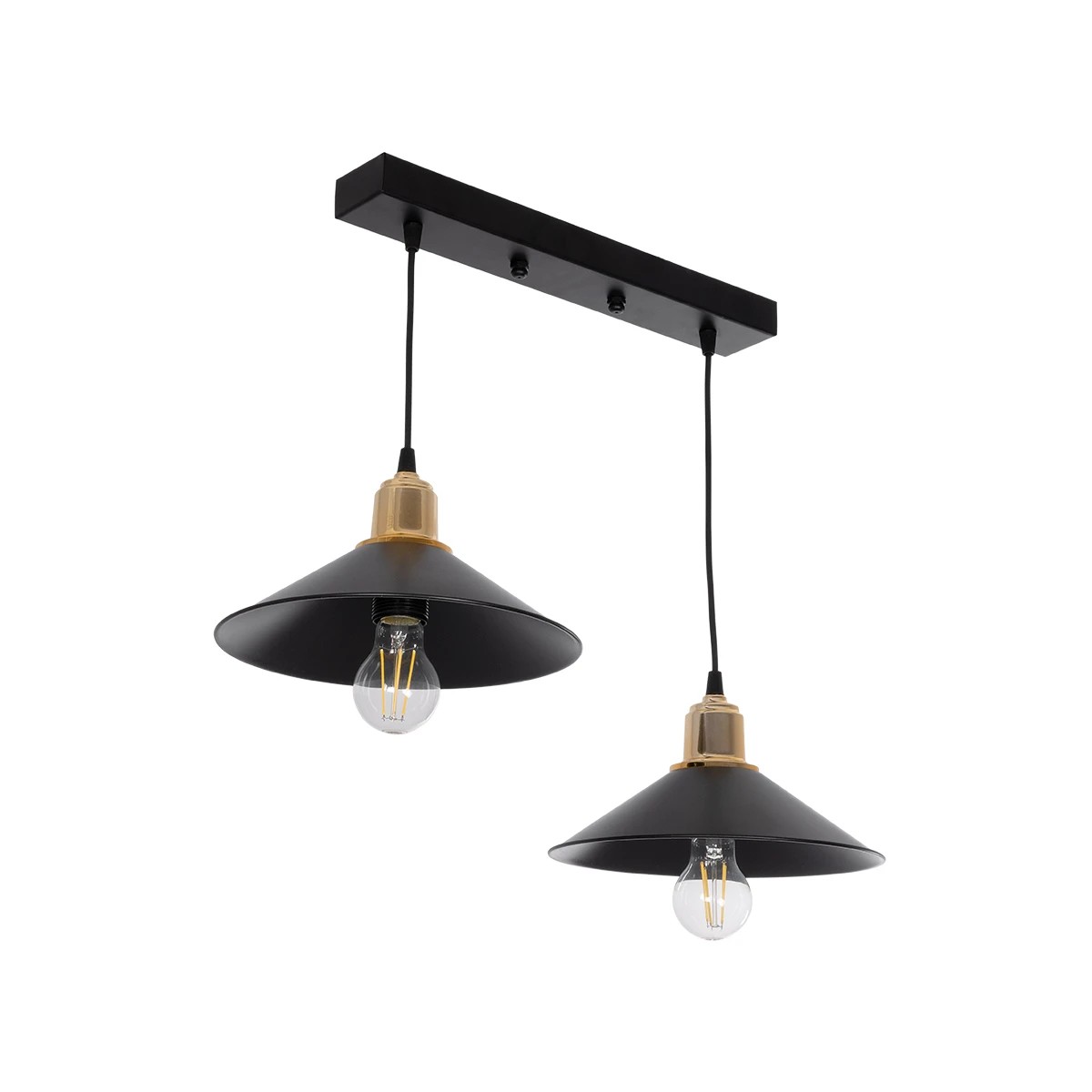 GloboStar® LUCANA 201-00043 Vintage Κρεμαστό Φωτιστικό Ράγα Δίφωτο 2 x E27 IP20 Μαύρο Μέταλλο - Μ57 x Π25 x Υ26cm GloboStar® LUCANA 201-00043 Vintage Κρεμαστό Φωτιστικό Ράγα Δίφωτο 2 x E27 IP20 Μαύρο Μέταλλο - Μ57 x Π25 x Υ26cm