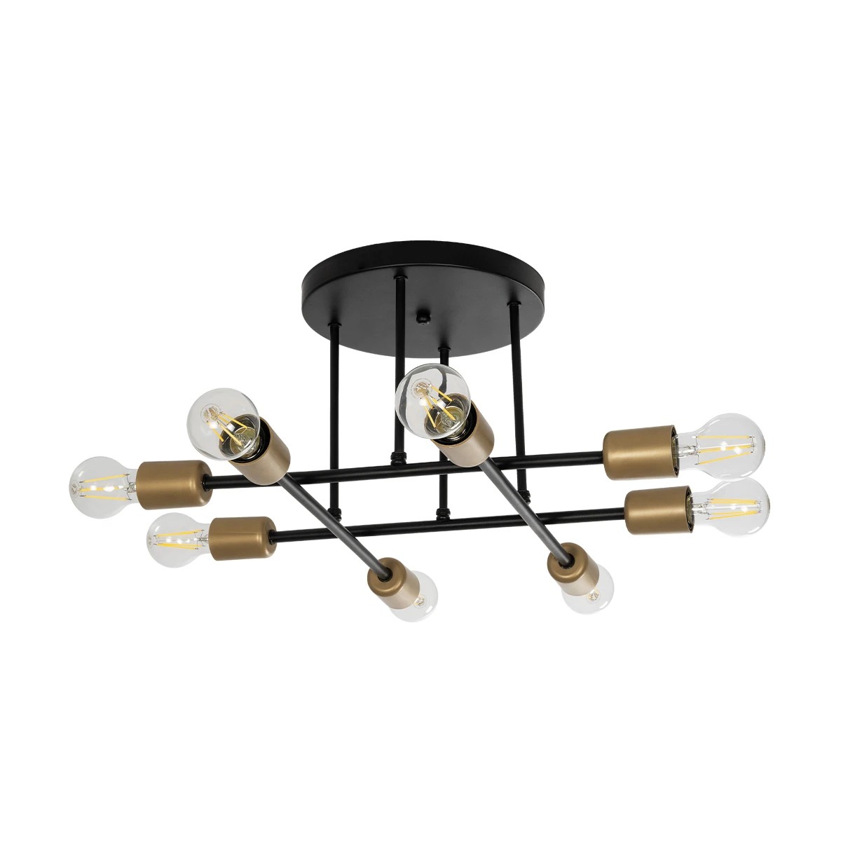GloboStar® BLAZEA 201-0064 Vintage Φωτιστικό Οροφής Πλέγμα Πολύφωτο 8 x E27 IP20 Χρυσό & Μαύρο Μέταλλο - Μ51 x Π51 x Υ7cm GloboStar® BLAZEA 201-0064 Vintage Φωτιστικό Οροφής Πλέγμα Πολύφωτο 8 x E27 IP20 Χρυσό & Μαύρο Μέταλλο - Μ51 x Π51 x Υ7cm