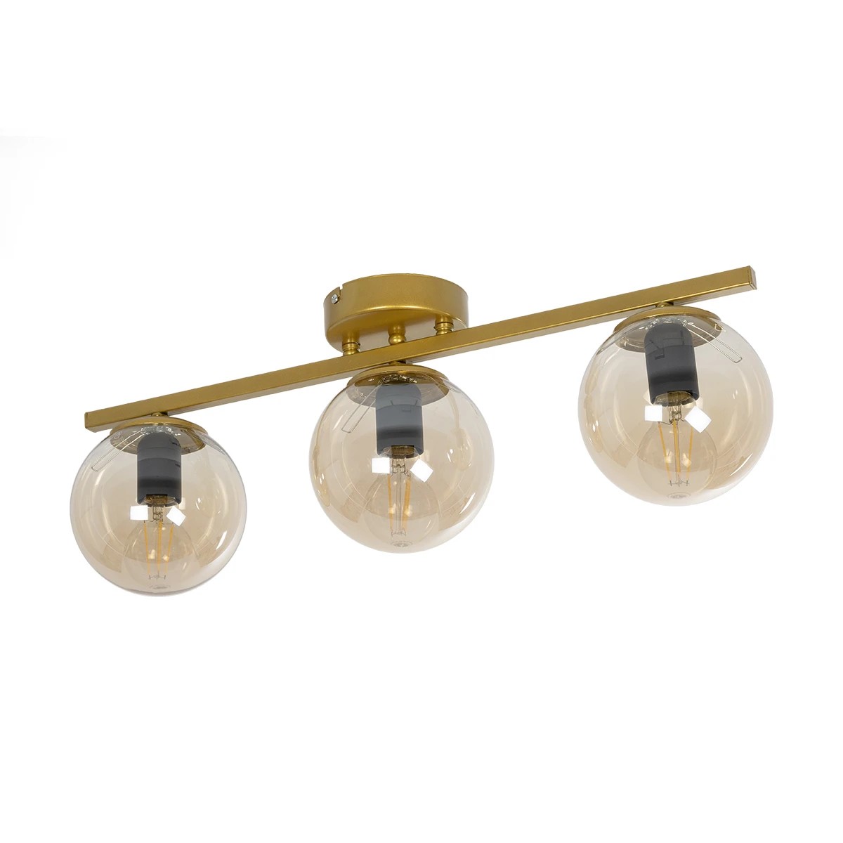GloboStar® RADIAM 201-0066 Vintage Φωτιστικό Οροφής Ράγα Τρίφωτο 3 x E27 IP20 Χρυσό Μέταλλο με Διάφανο Γυαλί - Μ61 x Π15 x Υ19cm GloboStar® RADIAM 201-0066 Vintage Φωτιστικό Οροφής Ράγα Τρίφωτο 3 x E27 IP20 Χρυσό Μέταλλο με Διάφανο Γυαλί - Μ61 x Π15 x Υ19cm