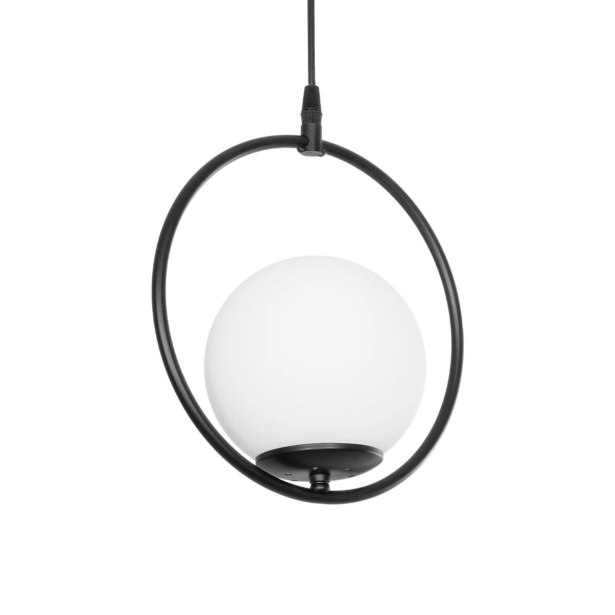 GloboStar® CIRCLE 201-0075 Vintage Κρεμαστό Φωτιστικό Μονόφωτο Μπάλα 1 x E27 IP20 Μαύρο Μέταλλο με Λευκό Γυαλί - Μ26 x Π26 x Υ29cm GloboStar® CIRCLE 201-0075 Vintage Κρεμαστό Φωτιστικό Μονόφωτο Μπάλα 1 x E27 IP20 Μαύρο Μέταλλο με Λευκό Γυαλί - Μ26 x Π26 x Υ29cm