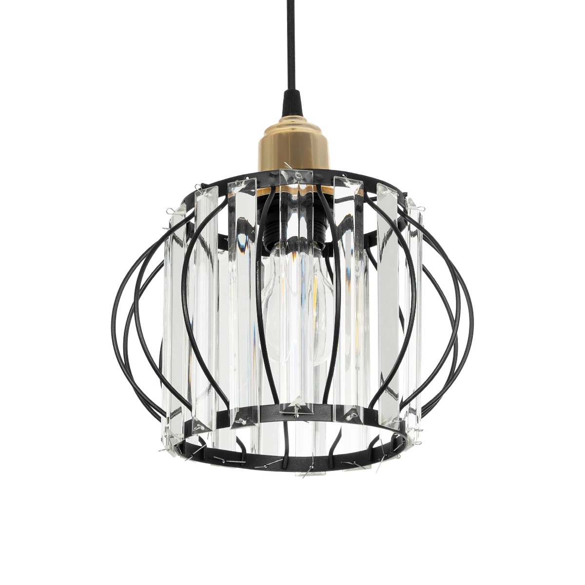 GloboStar® LUCERO 201-0078 Vintage Κρεμαστό Φωτιστικό Πλέγμα Μονόφωτο 1 x E27 IP20 Μαύρο & Χρυσό Μέταλλο με Διάφανο Κρύσταλλο - Μ24 x Π24 x Υ24cm GloboStar® LUCERO 201-0078 Vintage Κρεμαστό Φωτιστικό Πλέγμα Μονόφωτο 1 x E27 IP20 Μαύρο & Χρυσό Μέταλλο με Διάφανο Κρύσταλλο - Μ24 x Π24 x Υ24cm