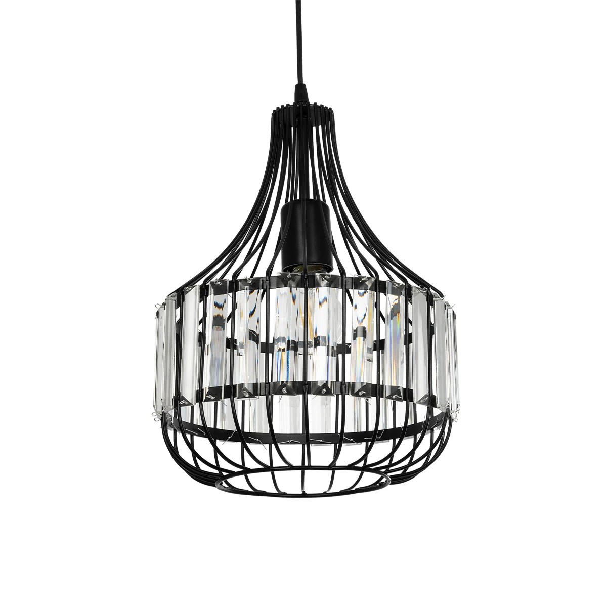 GloboStar® LUMAON 201-0081 Vintage Κρεμαστό Φωτιστικό Πλέγμα Μονόφωτο 1 x E27 IP20 Μαύρο Μέταλλο με Διάφανο Κρύσταλλο - Μ27 x Π27 x Υ37cm GloboStar® LUMAON 201-0081 Vintage Κρεμαστό Φωτιστικό Πλέγμα Μονόφωτο 1 x E27 IP20 Μαύρο Μέταλλο με Διάφανο Κρύσταλλο - Μ27 x Π27 x Υ37cm