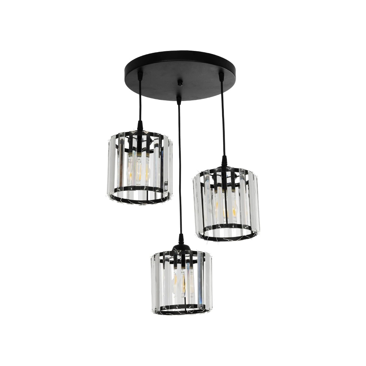 GloboStar® FLAREX 201-0084 Vintage Κρεμαστό Φωτιστικό Πλέγμα Τρίφωτο 3 x E27 IP20 Μαύρο Μέταλλο με Κρυστάλλους - Μ40 x Π40 x Υ50cm GloboStar® FLAREX 201-0084 Vintage Κρεμαστό Φωτιστικό Πλέγμα Τρίφωτο 3 x E27 IP20 Μαύρο Μέταλλο με Κρυστάλλους - Μ40 x Π40 x Υ50cm