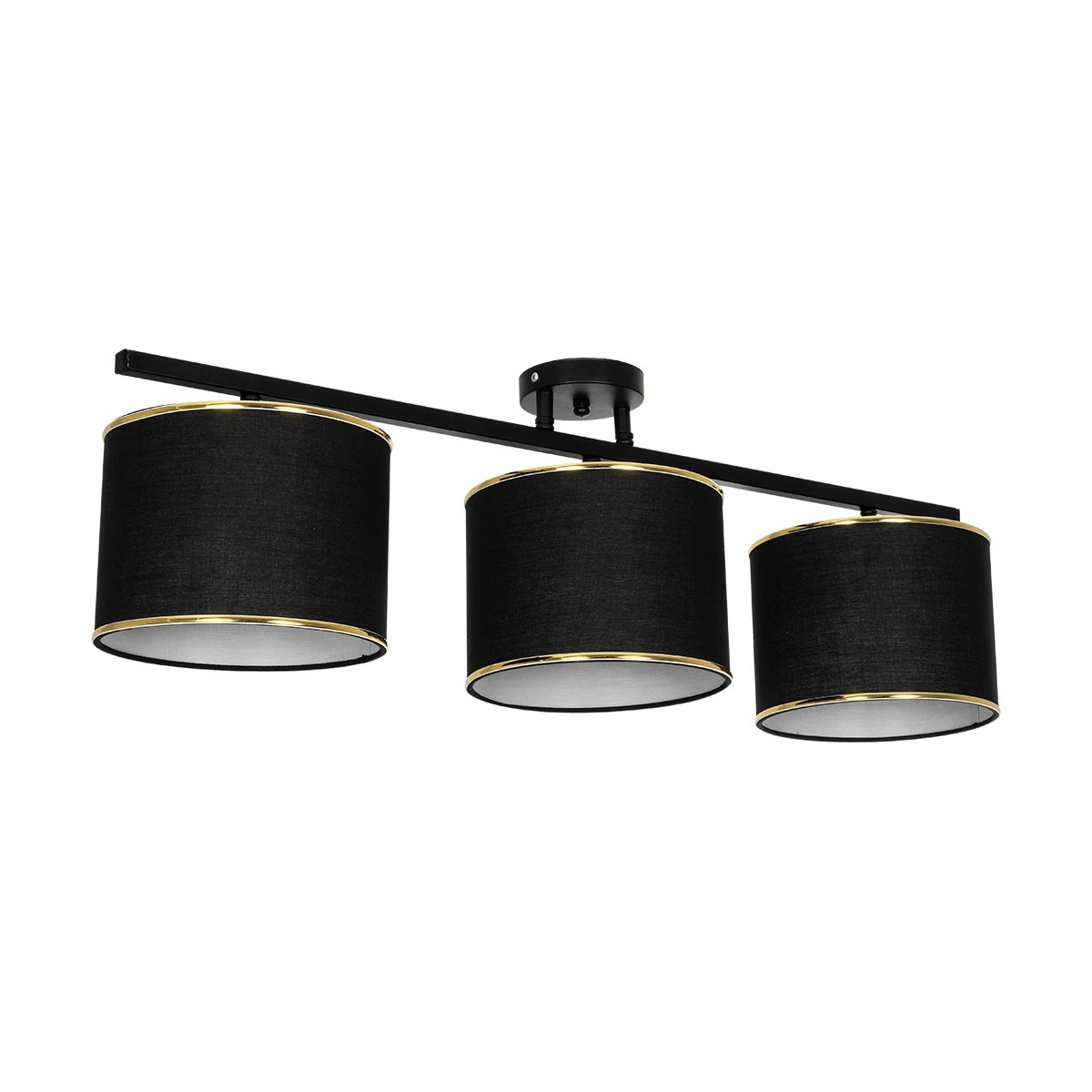 GloboStar® GLOWEN 201-0086 Vintage Φωτιστικό Οροφής Ράγα Τρίφωτο 3 x E27 IP20 Μαύρο Μέταλλο με Καφέ Υφάσμα - Μ80 x Π20 x Υ20cm GloboStar® GLOWEN 201-0086 Vintage Φωτιστικό Οροφής Ράγα Τρίφωτο 3 x E27 IP20 Μαύρο Μέταλλο με Καφέ Υφάσμα - Μ80 x Π20 x Υ20cm