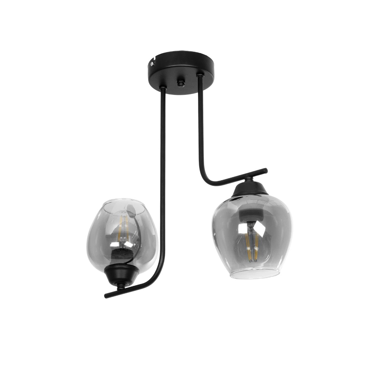 GloboStar® GLOSSA 201-0091 Vintage Φωτιστικό Οροφής Μπάλα Δίφωτο 2 x E27 IP20 Μαύρο Μέταλλο με Μαύρο Φιμέ Γυαλί - Μ40 x Π15 x Υ17cm GloboStar® GLOSSA 201-0091 Vintage Φωτιστικό Οροφής Μπάλα Δίφωτο 2 x E27 IP20 Μαύρο Μέταλλο με Μαύρο Φιμέ Γυαλί - Μ40 x Π15 x Υ17cm