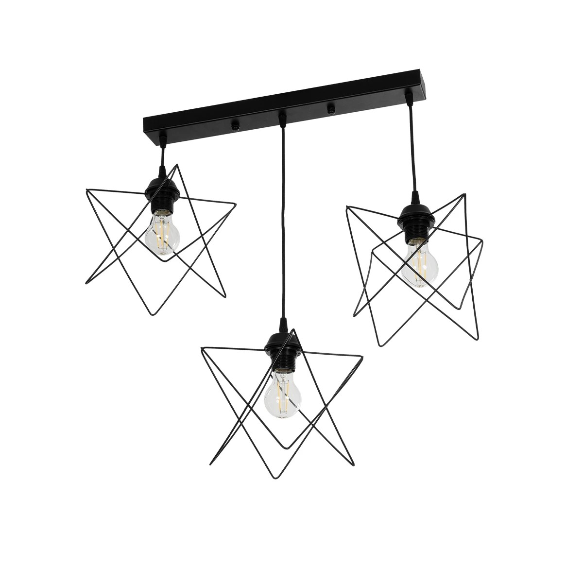 GloboStar® GLIND Vintage 201-0092 Κρεμαστό Φωτιστικό Ράγα Τρίφωτο 3 x E27 IP20 Μαύρο Μέταλλο - Μ67 x Π24 x Υ55cm GloboStar® GLIND Vintage 201-0092 Κρεμαστό Φωτιστικό Ράγα Τρίφωτο 3 x E27 IP20 Μαύρο Μέταλλο - Μ67 x Π24 x Υ55cm
