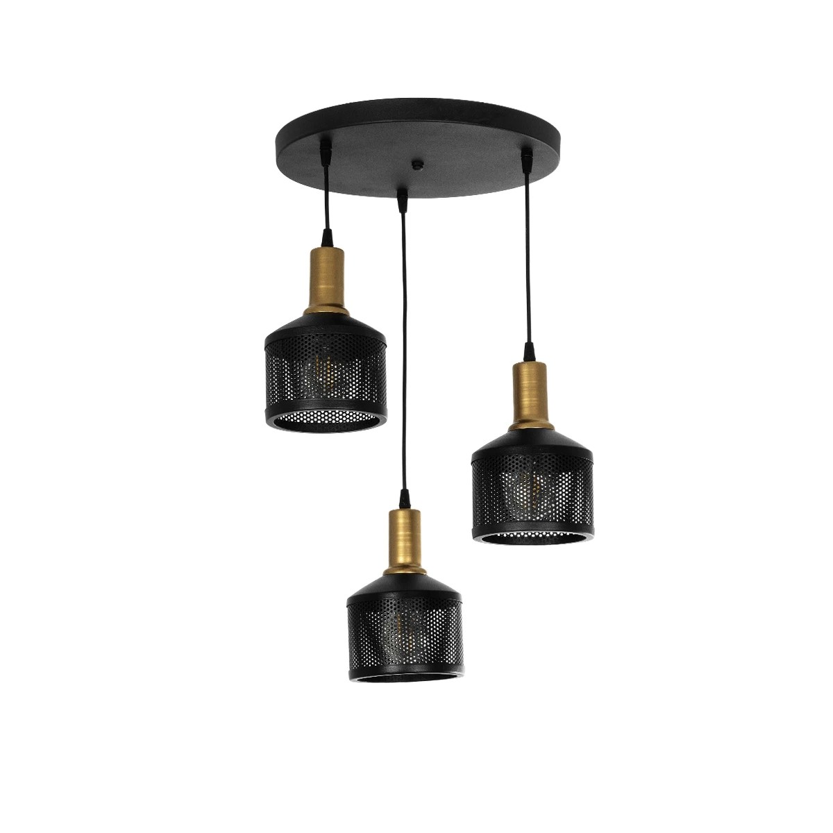 GloboStar® RADIANT 201-0097 Vintage Κρεμαστό Φωτιστικό Πλέγμα Τρίφωτο 3 x E27 IP20 Μαύρο & Χρυσό Μέταλλο - Μ38 x Π38 x Υ50cm GloboStar® RADIANT 201-0097 Vintage Κρεμαστό Φωτιστικό Πλέγμα Τρίφωτο 3 x E27 IP20 Μαύρο & Χρυσό Μέταλλο - Μ38 x Π38 x Υ50cm